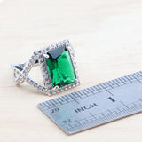 Daiiibabyyy 925 Sterling Silver Jewelry Sets Wedding Bridal Green Zircon Bracelets Set Earrings Rings Pendant Necklace For Women