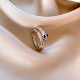 Daiiibabyyy  Korean Simple Zircon Serpentine Opening Rings Light Luxury Finger Ring High Grade Handmade Jewelry for Women