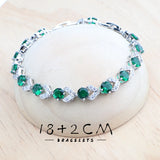 Daiiibabyyy Bridal Silver 925  Jewelry Sets Round Green Zircon Bracelets Earrings Rings Pendant Wedding Necklace Set For Women