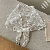 Daiiibabyyy  Retro Floral Printed Lace Triangle Scarf Transparent Embroidered Lace Head Scarf Thin Scarf Accessories Lace Headband Party