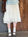 Daiiibabyyy  Vintage Summer Polka Dot  High Waist Mid-length A-LINE Folds All Match Mujer Faldas