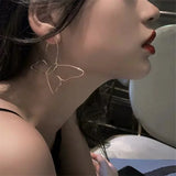 Daiiibabyyy  Personality Design Simple Geometric Hollow Butterfly Line Drop Dangle Earrings for Women Charm Exaggerate Stud Jewelry Accessory