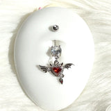Daiiibabyyy  Y2K Jewelry Devil Angel Navel Ring Sexy Punk Charm Rivet Wings Red Crystal Navel Nail Body Piercing Accessories Goth