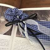 Daiiibabyyy  1 Pcs Women's Hair Scrunchies Korean Plaid Ribbon Simple Versatile Ballet Style Sweet Hair Ties Retro Harajuku Hair Accessories