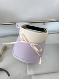 Daiiibabyyy Korea  New Bow Strap Empty Top Hat Women Summer Sun Protection Ultraviolet Topless Sun Protection Sun Golf Hat