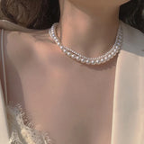 Daiiibabyyy  Retro double-layer pearl necklace light luxury literary niche design high-end sense pendant collarbone high-end neck chain
