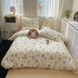 DAIIIBABYYY  -  Instagram Cartoon Cute Pure Cotton Four Piece Set, All Cotton Bed, Nantong Home Textile Quilt Cover, Student Three Piece Set,