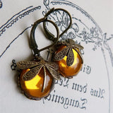 Daiiibabyyy  New Boho Vintage Crystal Dragonfly Earrings for Women Fashion Metal Carving Pattern Inlaid Moonstone Animal Earring Jewelry Gift