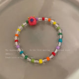 Daiiibabyyy  Cartoon Devil Elastic Beaded Bracelet Handmade Unique Design Jewelry Accessory