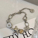 DAIIIBABYYY  -  Aesthetic Heart Star Chain Bracelet All-match Fairy Love y2k Jewelry Daily Niche Design Commuter Accessories For Women Girls