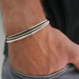 Daiiibabyyy  4 Pcs Set Retro Sliver Color Stainless Steel Chain Bracelet for Men Women Couple Simple Personality Jewelry Accessories Gifts