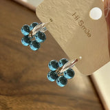 Daiiibabyyy  Ice Transparent Blue Acrylic Flower Ear Buckle Cool Temperament Earrings for Women Holiday Daily Niche Jewelry