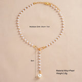 Daiiibabyyy  Sweet Pearl Tassel Bow Charm Necklace Girls Simple Temperament Clavicle Chain Daily Party Fashion Jewelry
