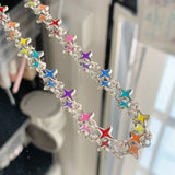 Daiiibabyyy Kpop Fashion Y2K Cool Star Cross Chains Choker Necklaces For Women Egirl Charms Hip Hop 90s Grunge EMO Goth Jewelry Accessories