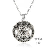 DAIIIBABYYY  -  Triple Moon Goddess Five pointed Star Stainless Steel Necklace Men's and Women's Fashion Ultra Natural Jewelry Gift