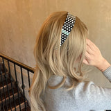 Daiiibabyyy  French Polka Dot Daily Acetate Wide Headband Black White Minimalist Fashion Y2K Ins Niche Sweet Cute Women Hair Accessories