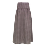 Daiiibabyyy  Women Vintage Plaid Midi Skirt High Waist Pleated Flowy A Line Long Skirt Casual Daily Checkered Skirts