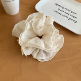 Daiiibabyyy  Summer new large pleated hair tie cream colored checkered multi layered hair tie coiled hair ponytail hair flower