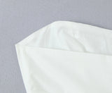 Daiiibabyyy  Sexy White Slash Collar Backless Midi Long Strapless Dress Women Pleated Folded Low Waist Pleated Ruched Hem Swing Party Robe