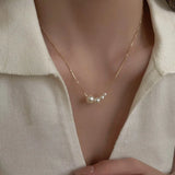 Daiiibabyyy  Retro double-layer pearl necklace light luxury literary niche design high-end sense pendant collarbone high-end neck chain