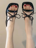 DAIIIBABYYY  -  Summer France Style Vintage Sandals Women Bow Sweet Causal Ankle Strap Shoes Female Holiday Open Toe Korean Fashion Shoes