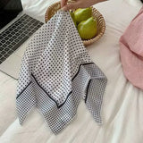 Daiiibabyyy  Women's Scarf Korean-style Small Square Scarves Fresh And Simple Purple Color Floral Floral Style Retro And Artistic Headscarves