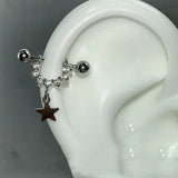 Daiiibabyyy  Personality Design Zircon Star Piercing Stud Earrings for Women Punk Style Fashion Hip Hop Rock Earring Jewelry Accessory Gift