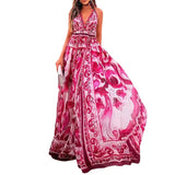 DAIIIBABYYY  -  Summer New Women's Fashion Sexy Printed Neck Medium And Long Dress
