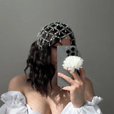 Daiiibabyyy  Luxury Acrylic Bridal Mesh Cap Headpiece Women Head Accessories Handmade Elegant Crystal Tassel Hair Chain Hat Wedding Jewelry