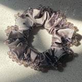 Daiiibabyyy  1PC Crystal - Embellished Satin Scrunchies Set, Elegant Hair Accessories for Women, Glamorous Hair Ties for Party and Daily Wear