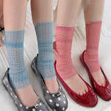 Daiiibabyyy  Colorful Ins Polka Dot Socks for Summer Thin Silk Sheer Breathable Leg Warmers Cute Footless Ankle Cuffs Trendy Calf Sleeves