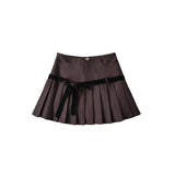 DAIIIBABYYY  -  Sweet Hot Girl Retro College Style Plaid Pleated Short Skirts Women's Summer High Waist Slim Bow Lace-up Anti-exposure Skirt