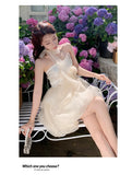 DAIIIBABYYY  -  Sweet Fairy Mini Dress Elegant Strapless Off Shoulder Princess Ruffles Birthday Party Dresses Summer Ball Gown Short Vestidos