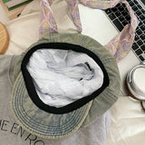 Daiiibabyyy  Korean Personalized Color Mesh Rabbit Ears Newsboy Cap Spring and Summer Trend Y2k Large Version Short-brimmed Women Painter Hat