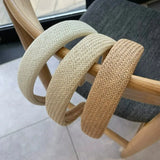 Daiiibabyyy  Vintage Straw Woven Wide-brimmed Headband for Women Braids Rattan Hair Hoop Bohemian Hair Band Nonslip Bezel Hair Accessories