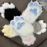 Daiiibabyyy  New Kawaii Animal Paw Gloves, Plush Cosplay Claw Mittens with Movable Nails for Anime Costume Party