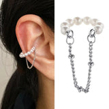 Daiiibabyyy 1PC Fashion Silver Pearl Clips Ear Cuff For Women Men Non-Piercing Fake Cartilage Wrap Earrings Wholesale Jewelry Girl Gift