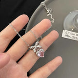 Daiiibabyyy  Fashion Gradient Crystal Planet Necklace Star River Zircon Women Girl Exquisite Shiny Cross Star Clavicle Chain Party Jewelry