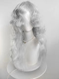 Daiiibabyyy  Silver Gray White Long Roll Big Wave High Quality Synthetic Wig Mid-Water Ripple Roll Wig Ladies Wig