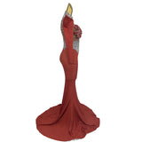 DAIIIBABYYY  -  Sexy Shiny Rhinestones Pearls Party Dress Women's Evening Trumpet Dresses Stage Celebrate Gogo Costume Festival Outfits Jinghua