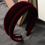 DAIIIBABYYY  -  High Grade Dark Red Velet Autumn Winter Hairbands for Girls and Women Headwear Hair Bands Hair Accessories
