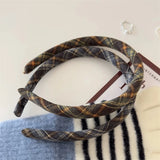 Daiiibabyyy French Retro Sponge Headband Women College Style Plaid Hair Band Elegant Temperament Hoop Hairband Girls Hair Accessories
