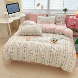 DAIIIBABYYY  -  Bedding Class A All Cotton Face Mask Dormitory Skin friendly Fresh Bed Sheet and Quilt Cover Pure Cotton Four piece Set Three