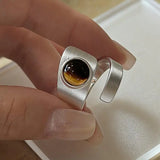 Daiiibabyyy  Minimalist Silver Color Big Stone Rings for Women Minimalist Handmade Couple Minimalist Ring Prevent Allergy Fine Jewelry Gift