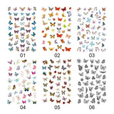Daiiibabyyy New Holographic Butterfly Stickers Blue Nail Sticker Decals Self-adhesive Design Stickers Ins Style Manicure Nail Art Decoration