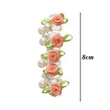 DAIIIBABYYY  -  Charming Rose Bubble Braid Headband Rose Bead Telephone Line Headband Pearl Ponytail Hair Loop High Elasticity Headwear for Girl