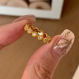 Daiiibabyyy  Vintage Luxury Inlay Crystal Finger Ring for Women Girl Minimalism Round Texture Zircon Light Luxury Design Fashion Jewelry Gift