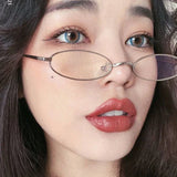 DAIIIBABYYY  -  Small Oval Glasses Women Girls Gold Silver Metal Elliptical frame Eyeglasses Y2K Vintage Anti Blue Light Reading Eyewears