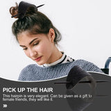 Daiiibabyyy  Fashion Leather Hair Clip with Stick Hair Barrette Hair Tie Hair Slide Oval Shape Hair Pins Ponytail Holders Hair Styling Tools