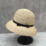 Daiiibabyyy  New Luxury Summer Hat Women Bucket Hat Bow Straw Hat for the Sun Hat Bow beach hat Headmade Dome Ladies Hat Derby Church Hat